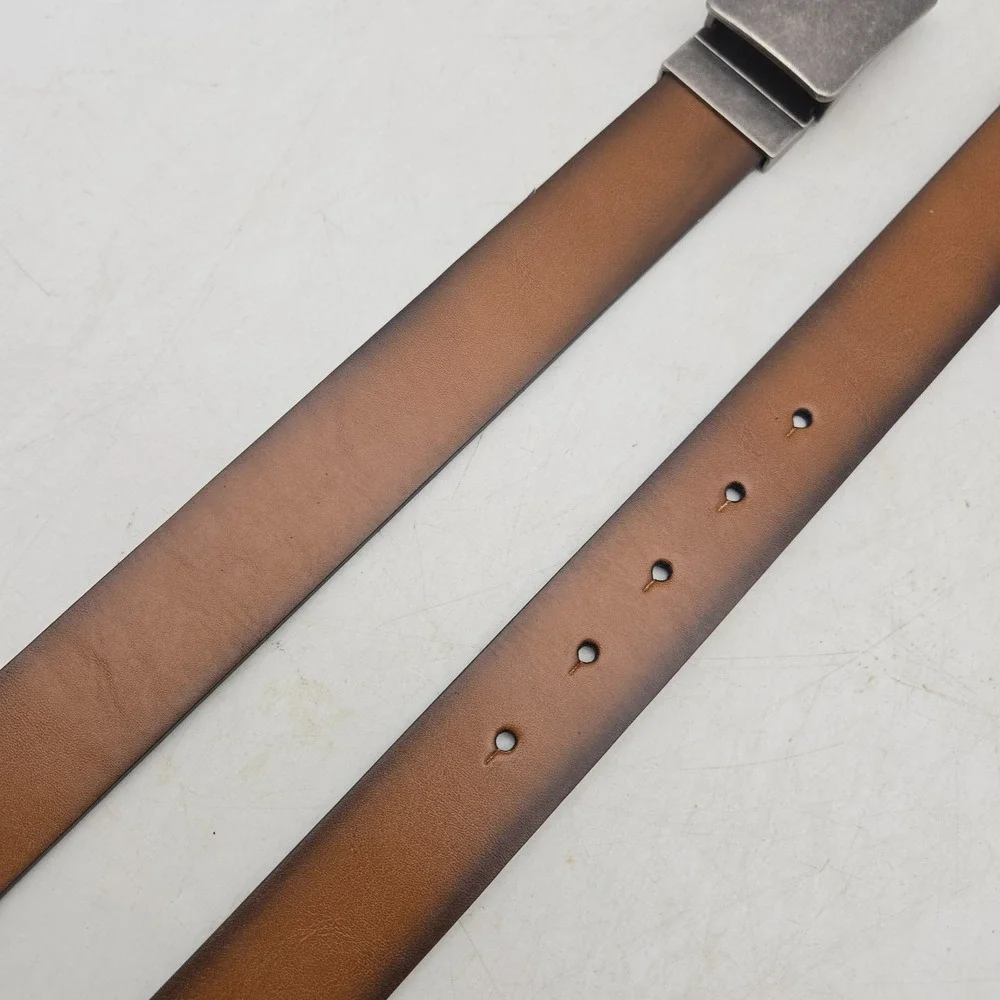 Structure Belt Brown Black Reversible Genuine Leather Mens 32 Gunmetal Buckle